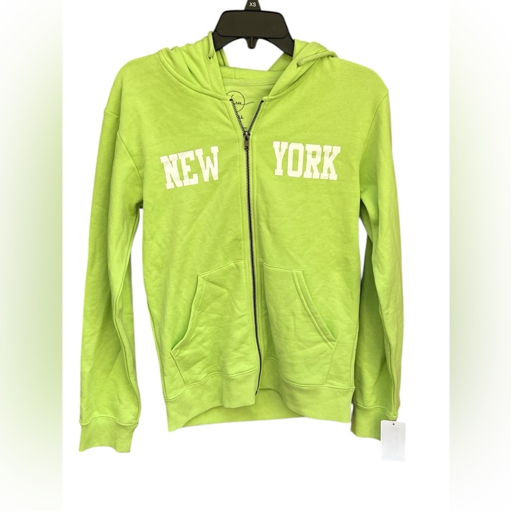 Hi Res “New York” Lime Green Zip-Up Hoodie | Size XS | NWT